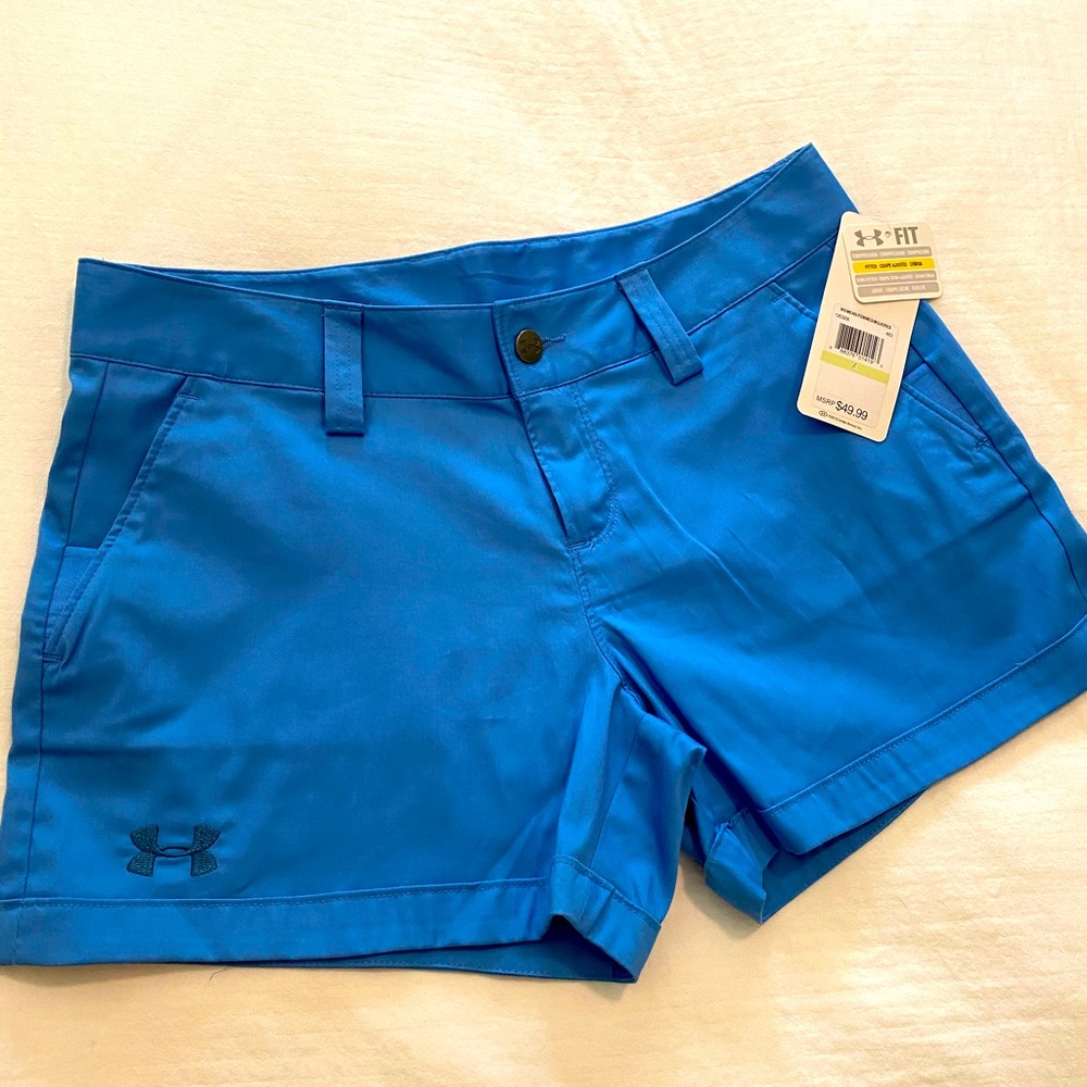 NWT Womens blue Under Amour golf shorts